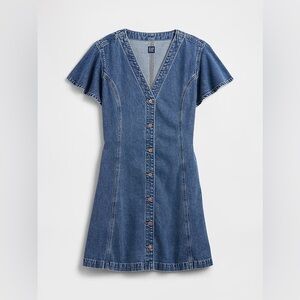GAP Denim Flutter Sleeve Mini Dress